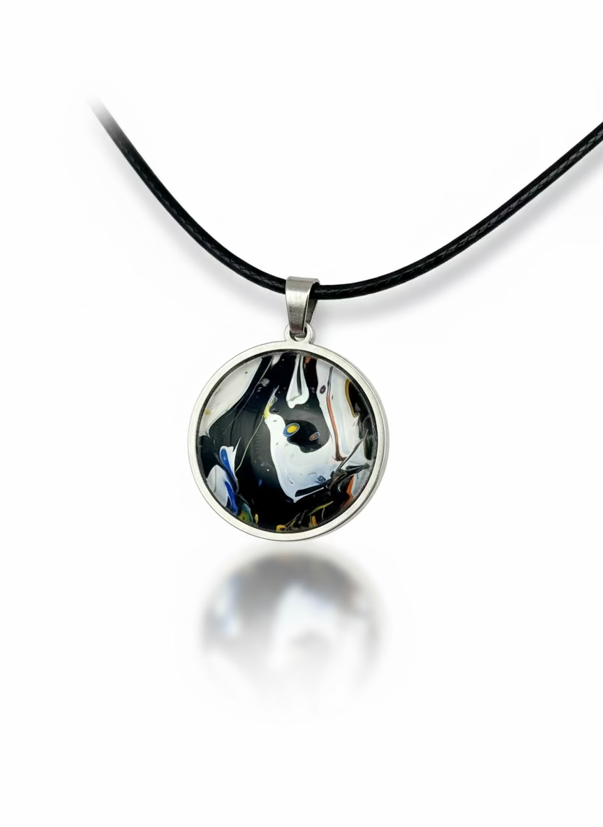 תליון עגול כסוף (B535)