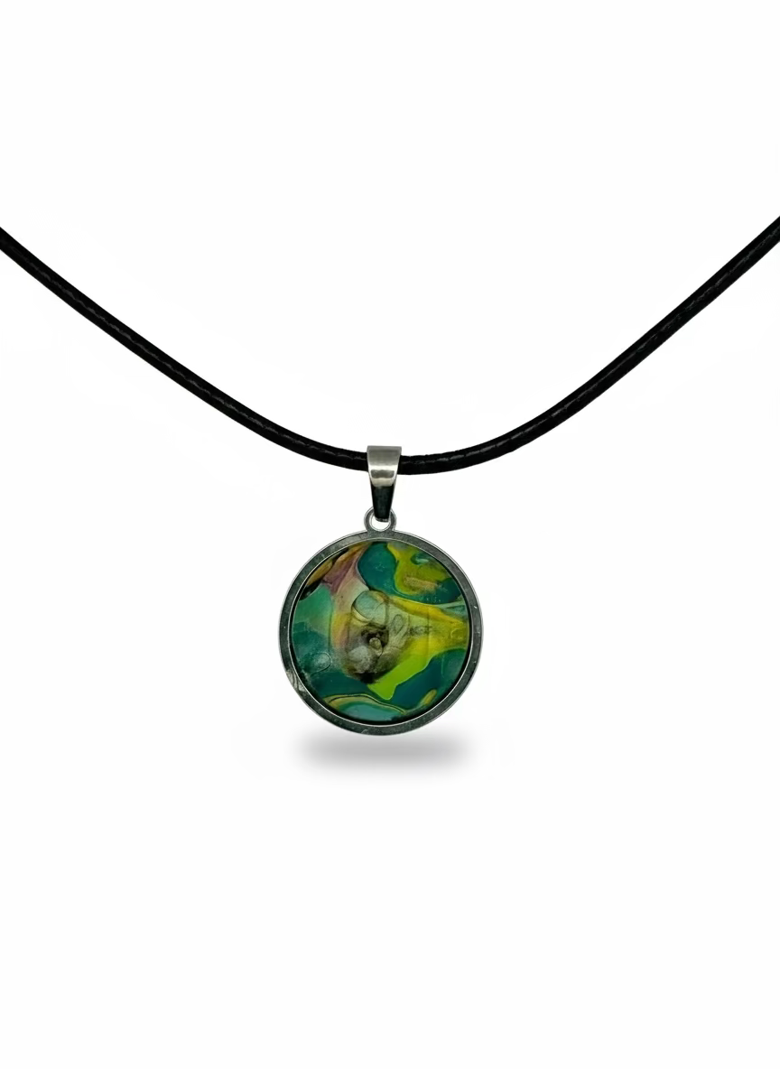 תליון עגול כסוף קטן (B536)