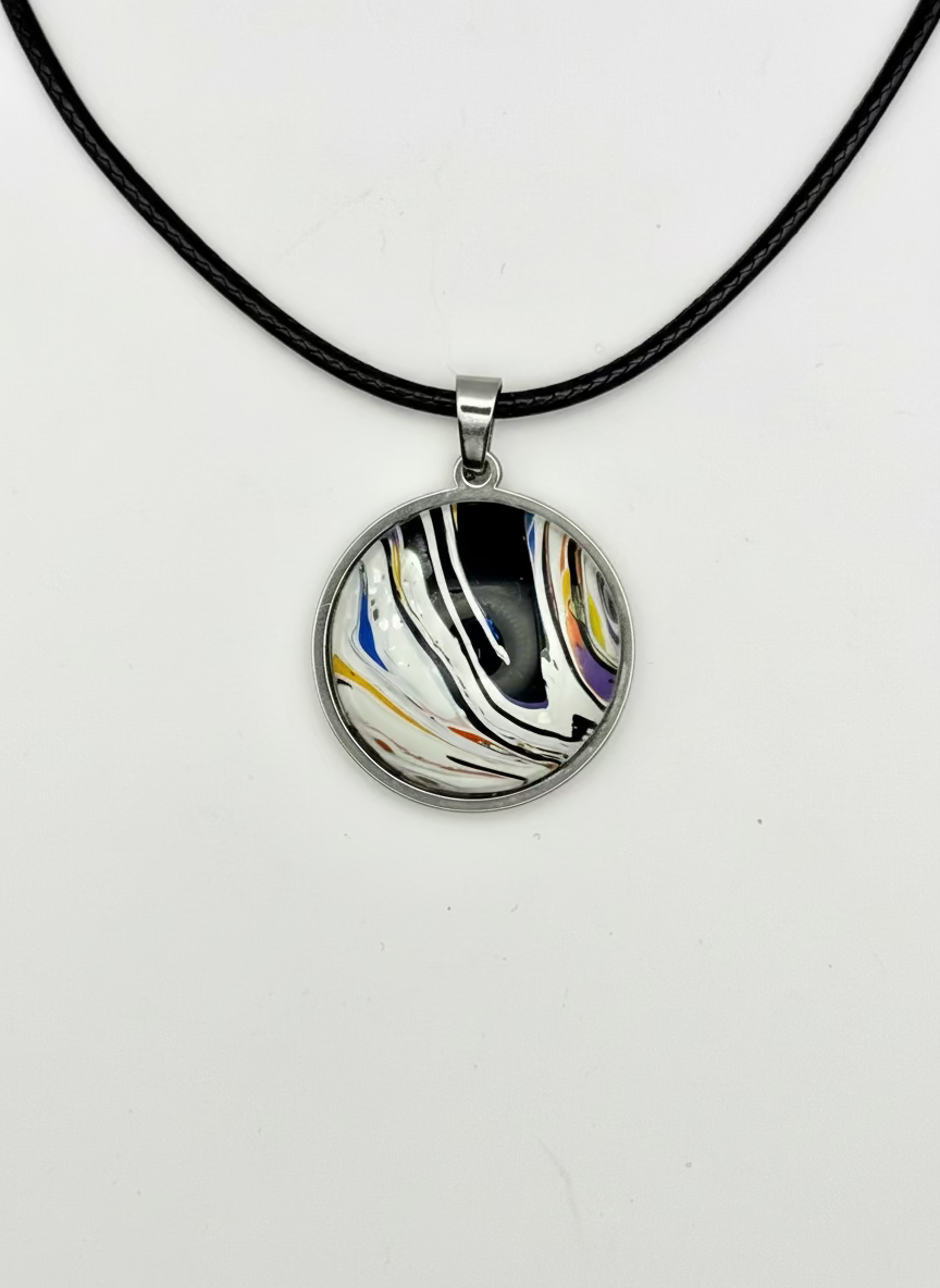 תליון עגול כסוף (B532)